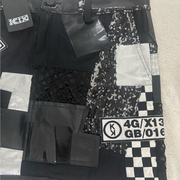 KTZ Multi-Fabric Patchwork Mini Skirt RARE Medium NWT Designer KOTON TO ZAI - Picture 3 of 13